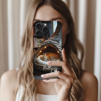 Schattigee aangepaste kattenfoto en naam met hartp iPhone 16 pro hoesje