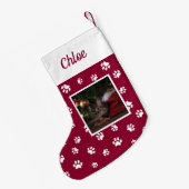 Schattigee aangepaste kattenfoto naam rode witte p kleine kerstsok (Achterkant (Hangend))