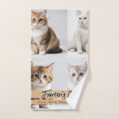Schattigee aangepaste kattenfotofamilie bad handdoek (Handdoek)