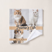Schattigee aangepaste kattenfotofamilie bad handdoek (Wasdoekje)