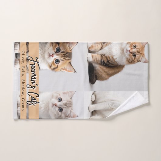 Schattigee aangepaste kattenfotofamilie bad handdoek (Handdoek)