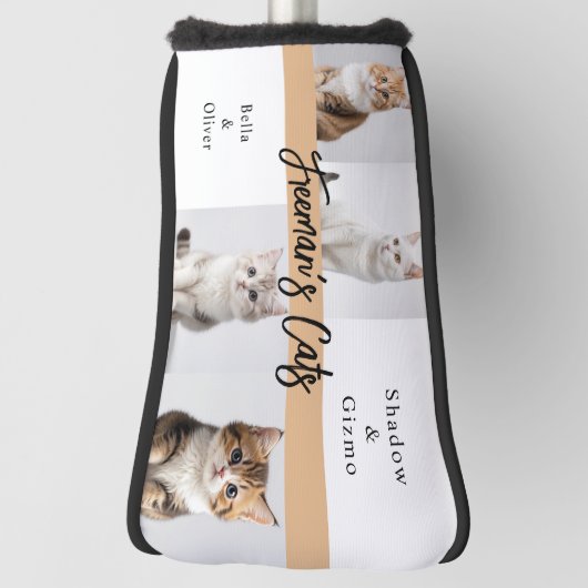 Schattigee aangepaste kattenfotofamilie golfheadcover (Draai 90)