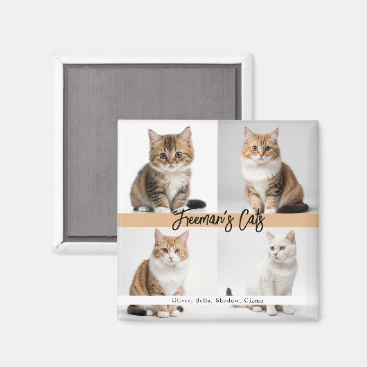 Schattigee aangepaste kattenfotofamilie magneet (Voorkant / Achterkant)