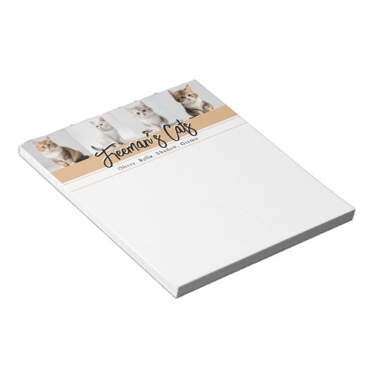 Schattigee aangepaste kattenfotofamilie notitieblok (Schuin)