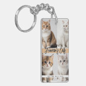 Schattigee aangepaste kattenfotofamilie sleutelhanger (Voorkant Links)