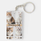 Schattigee aangepaste kattenfotofamilie sleutelhanger (achterkant)