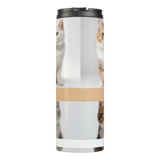 Schattigee aangepaste kattenfotofamilie thermosbeker (Achterkant)
