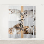 Schattigee aangepaste kattenfotofamilie wandkleed (Voorkant)