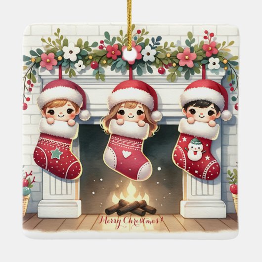 Schattigee Aangepaste Keramische Kerstversiering v Keramisch Ornament (Achterkant)