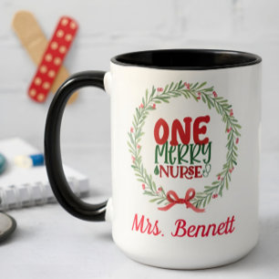 Schattigee aangepaste Kerst Bloemen Noel Nurse Gif Mok