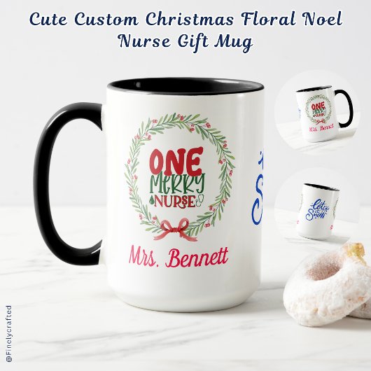 Schattigee aangepaste Kerst Bloemen Noel Nurse Gif Mok