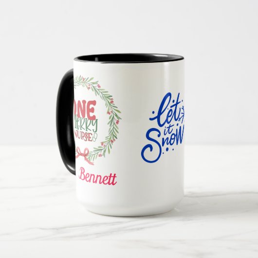 Schattigee aangepaste Kerst Bloemen Noel Nurse Gif Mok (Voorkant links)