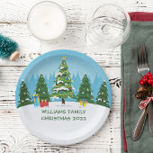 Schattigee aangepaste kerstbomen Holiday Party Blu Papieren Bordje