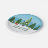 Schattigee aangepaste kerstbomen Holiday Party Blu Papieren Bordje (Gekanteld)