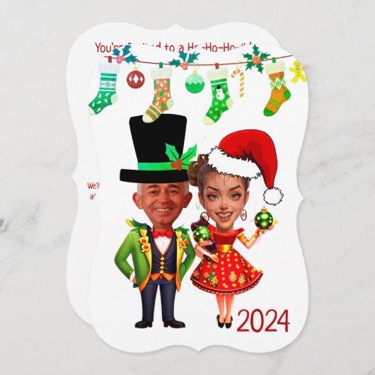 Schattigee aangepaste kerstkarikatuur kaart (Voorkant / Achterkant)