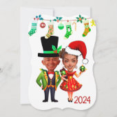 Schattigee aangepaste kerstkarikatuur kaart (Voorkant)