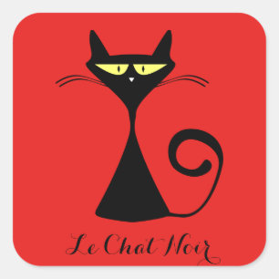 Schattigee aangepaste kleur Le Chat Noir Black Cat Vierkante Sticker