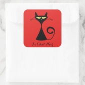Schattigee aangepaste kleur Le Chat Noir Black Cat Vierkante Sticker (Tas)