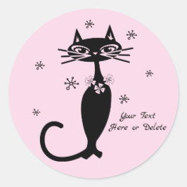 Schattigee aangepaste kleur/tekst retro mod zwart  ronde sticker