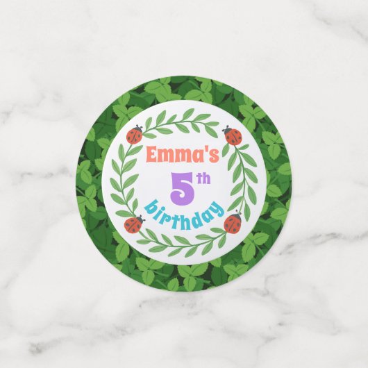 Schattigee aangepaste lieveheersbeestje & blad 5e  confetti (Kleine voorkant)