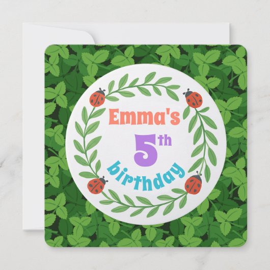 Schattigee aangepaste lieveheersbeestje & blad 5e  kaart (Voorkant)