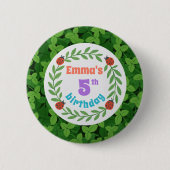 Schattigee aangepaste lieveheersbeestje & blad 5e  ronde button 5,7 cm (Voorkant)