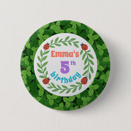 Schattigee aangepaste lieveheersbeestje & blad 5e  ronde button 5,7 cm