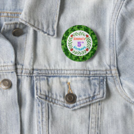 Schattigee aangepaste lieveheersbeestje & blad 5e ronde button 5,7 cm