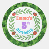 Schattigee aangepaste lieveheersbeestje & blad 5e ronde sticker (Voorkant)