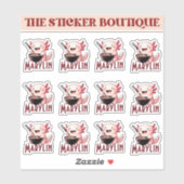 Schattigee aangepaste naam Axolotl Eating Noodles  Sticker (Vel)