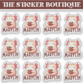 Schattigee aangepaste naam Cozy Axolotl Coffee Sti Sticker (Voorkant)