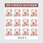 Schattigee aangepaste naam Cozy Axolotl Coffee Sti Sticker (Vel)