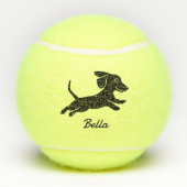 Schattigee aangepaste naam Dachshund Wiener Dog Sp Tennisballen (Achterkant)