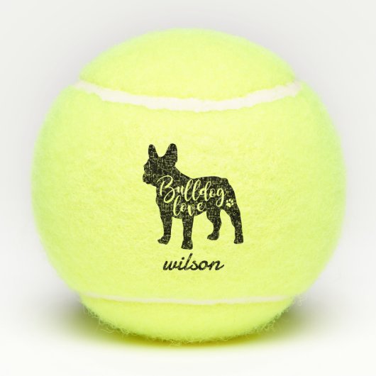 Schattigee aangepaste naam Franse Bulldog Frenchie Tennisballen (Achterkant)