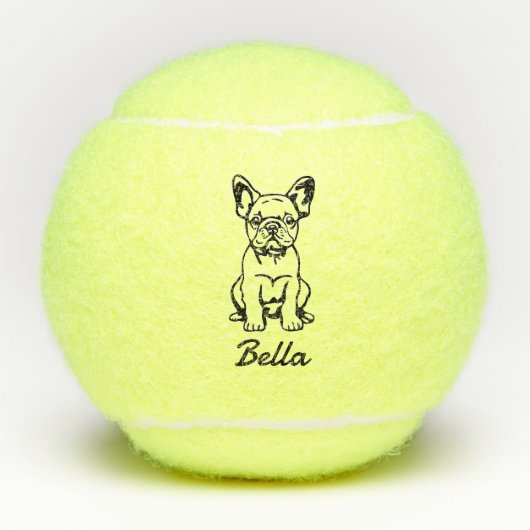 Schattigee aangepaste naam Franse Bulldog Frenchie Tennisballen (Voorkant)