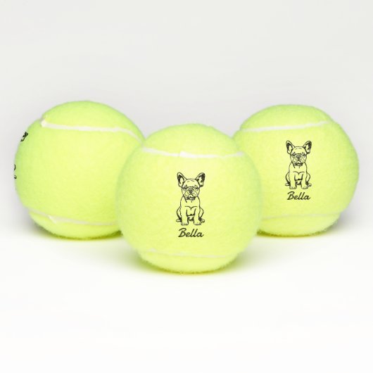 Schattigee aangepaste naam Franse Bulldog Frenchie Tennisballen (Multi)