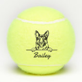 Schattigee aangepaste naam German Shepherd Dog Spe Tennisballen (Achterkant)