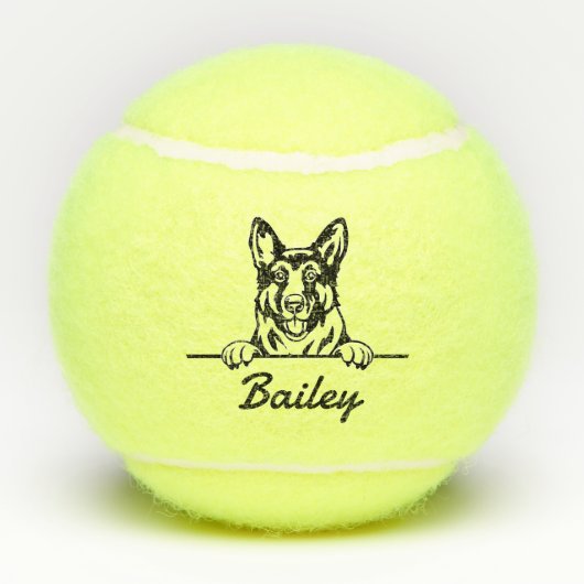 Schattigee aangepaste naam German Shepherd Dog Spe Tennisballen (Achterkant)
