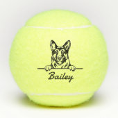 Schattigee aangepaste naam German Shepherd Dog Spe Tennisballen (Voorkant)