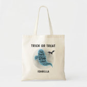 Schattigee aangepaste naam Ghost Word Art Trick or Tote Bag (Voorkant)