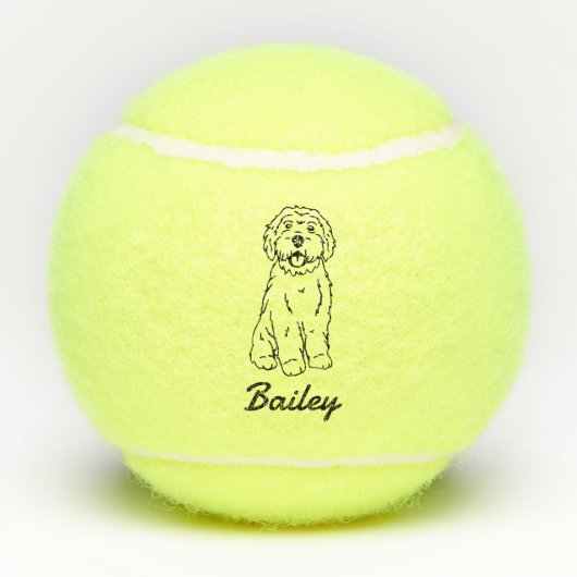 Schattigee aangepaste naam Goldendoodle Labradoodl Tennisballen (Achterkant)