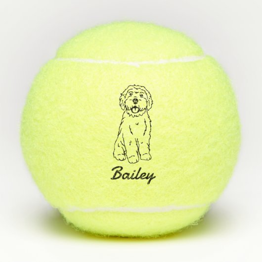Schattigee aangepaste naam Goldendoodle Labradoodl Tennisballen (Voorkant)
