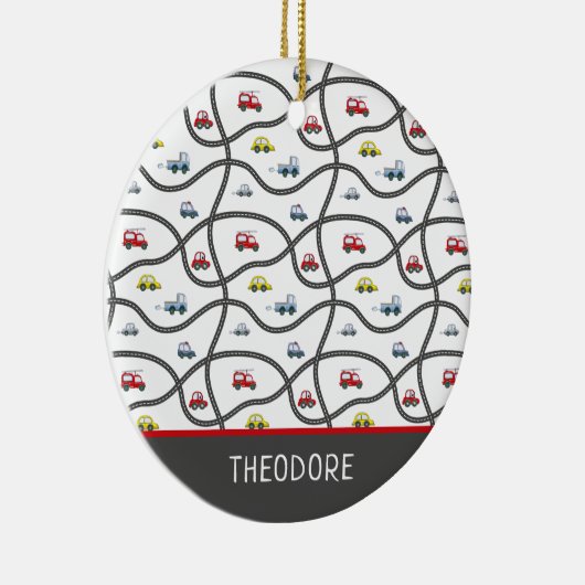 Schattigee aangepaste naam kleine jongen auto kers keramisch ornament (Rechts)