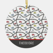 Schattigee aangepaste naam kleine jongen auto kers keramisch ornament (Voorkant)