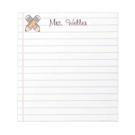 Schattigee Aangepaste Naam Leraar Retro Potlood On Notitieblok