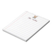 Schattigee Aangepaste Naam Leraar Retro Potlood On Notitieblok (Linkerzijde)