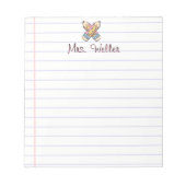 Schattigee Aangepaste Naam Leraar Retro Potlood On Notitieblok (Voorkant)