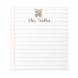 Schattigee Aangepaste Naam Leraar Retro Potlood On Notitieblok