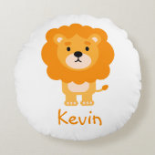 Schattigee aangepaste naam Lion Round Pillow Rond Kussen (Voorkant)