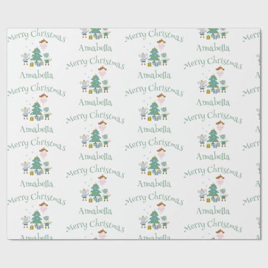 Schattigee aangepaste naam Nutcracker Christmas Cadeaupapier (Vlak)
